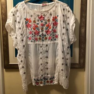 Johnny Was embroidered top XL